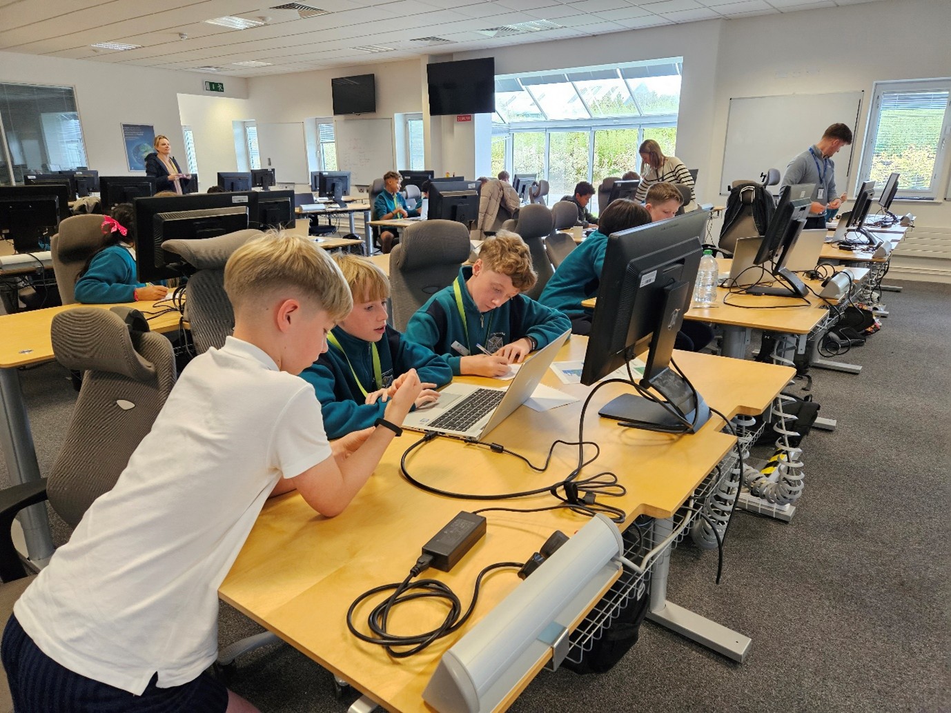 Students at Creagh National School Ballinasloe participating in Ericsson's STEM Programme with Micro:bit devices